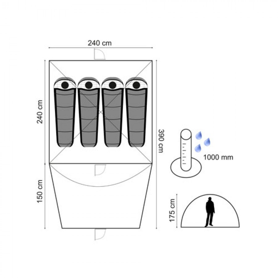 Σκηνή Panda Outdoor (4 Ατόμων) Nevada XL 10314