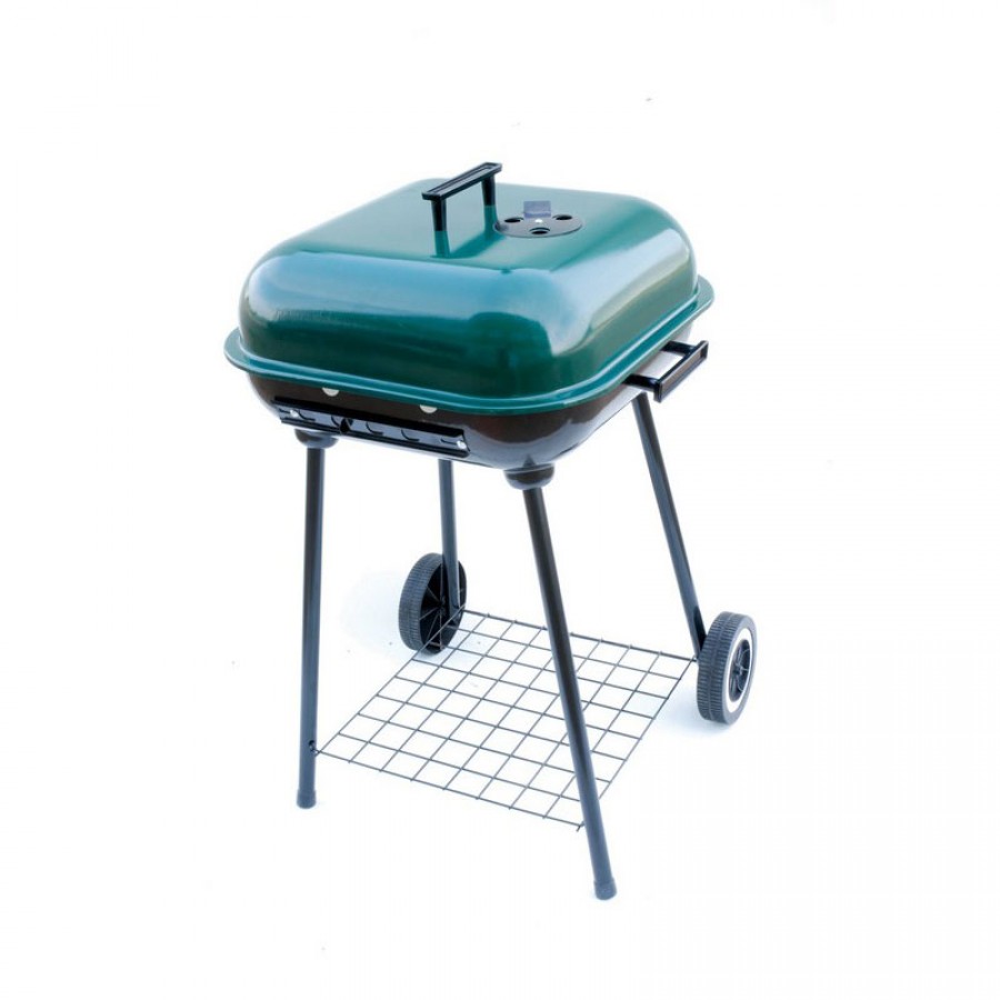 Ψησταριά Κάρβουνου Τετράγωνη 43x41cm Με Ρόδες Unigreen