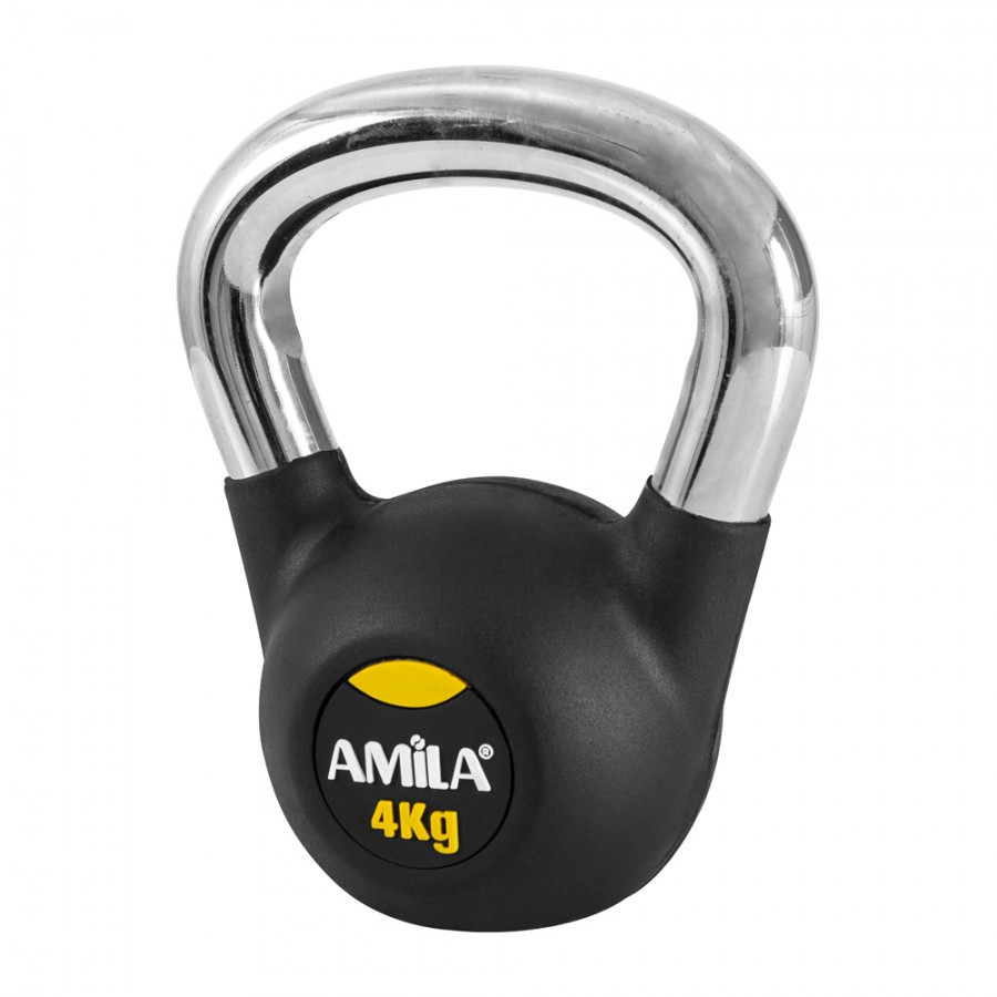 Kettlebell με επένδυση Λάστιχου και Λαβή Χρωμίου 4kg Amila 44495