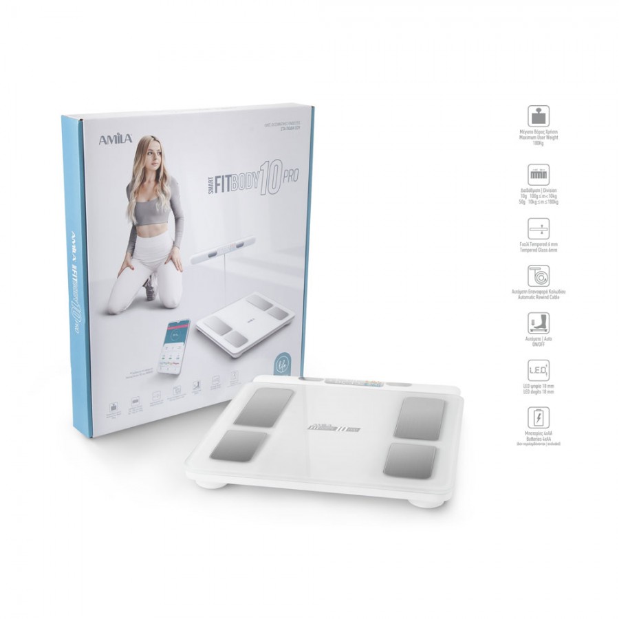 Ζυγαριά Smart με Λιπομέτρηση Amila Fitbody 10 Pro 95362