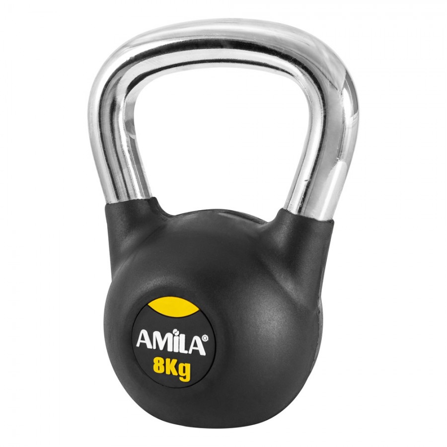 Kettlebell με επένδυση Λάστιχου και Λαβή Χρωμίου 8kg Amila 44496