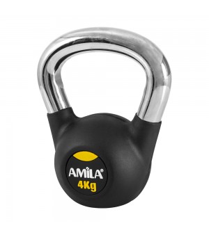 Kettlebell με επένδυση Λάστιχου και Λαβή Χρωμίου 4kg Amila 44495