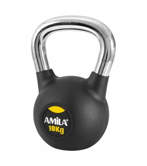 Kettlebell με επένδυση Λάστιχου και Λαβή Χρωμίου 10kg Amila 44572