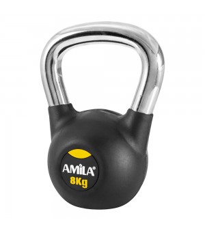 Kettlebell με επένδυση Λάστιχου και Λαβή Χρωμίου 8kg Amila 44496