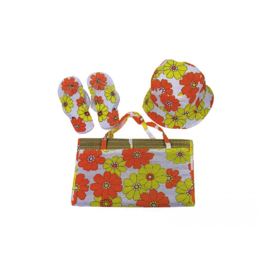 Σετ Ψάθα Παραλίας Με Πάνινο Καπέλο Summer Club