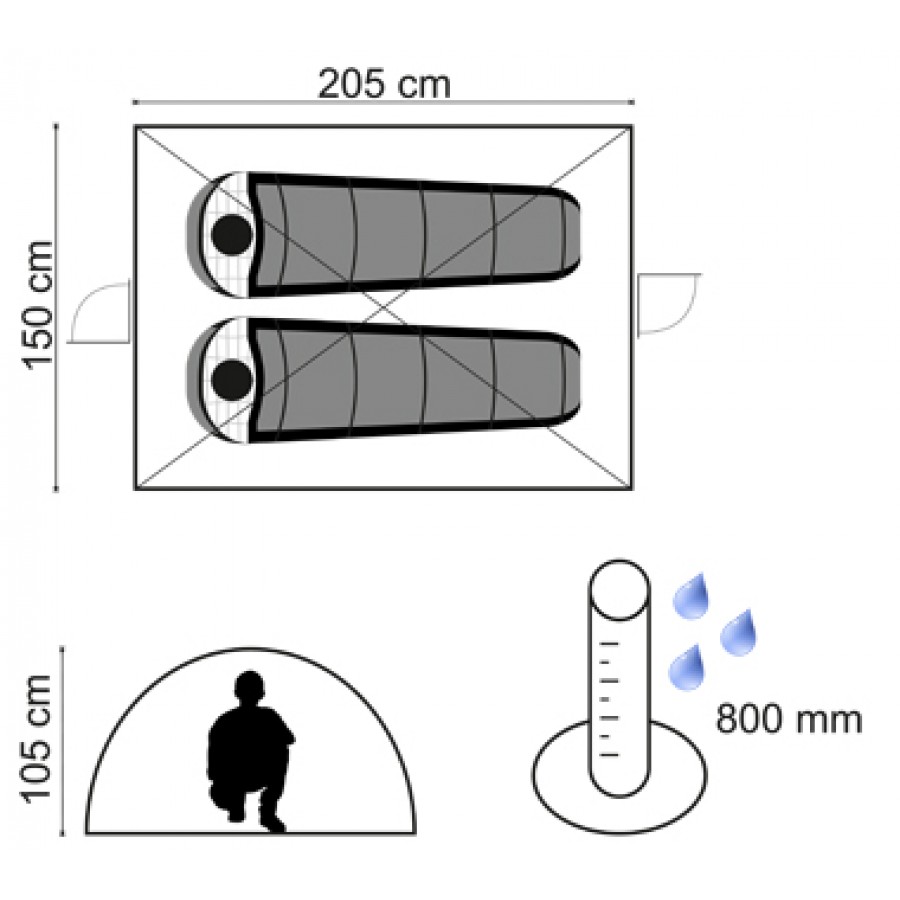 Σκηνή Panda Outdoor (2 Ατόμων) Junior I Πράσινη 10301