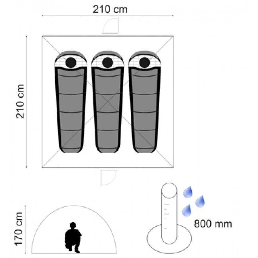 Σκηνή Panda Outdoor (3 Ατόμων) Trend Ι Μπλε 10343