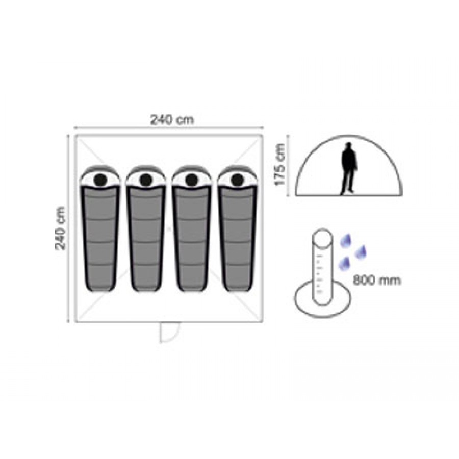 Σκηνή Panda Outdoor (4 Ατόμων) Open Air Μπλε 10330