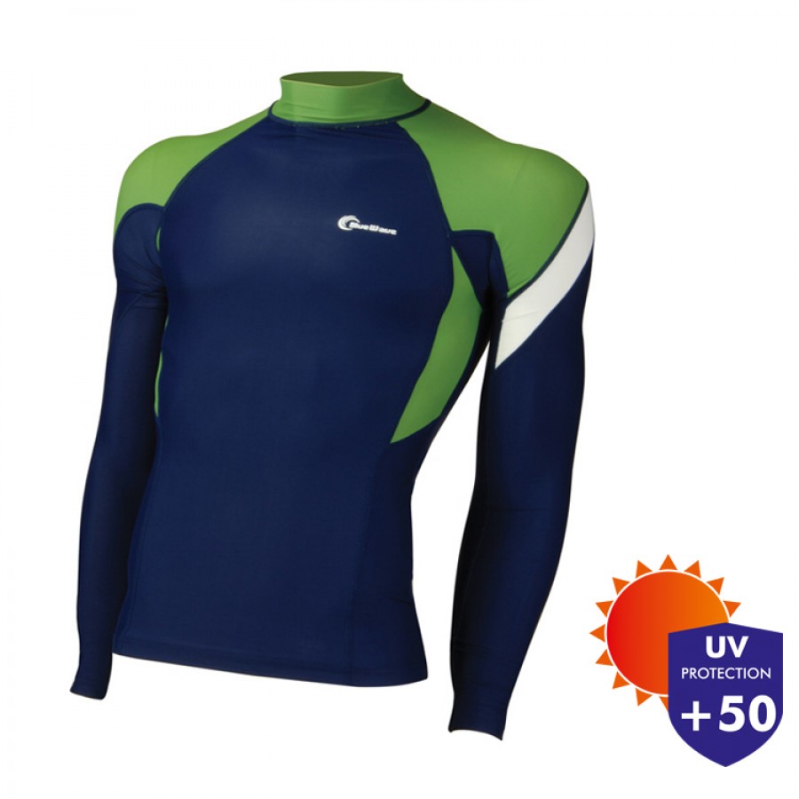 Μπλουζάκι Rash Guard Ανδρικό Μακρύ Μανίκι BlueWave Μπλε Πράσινο