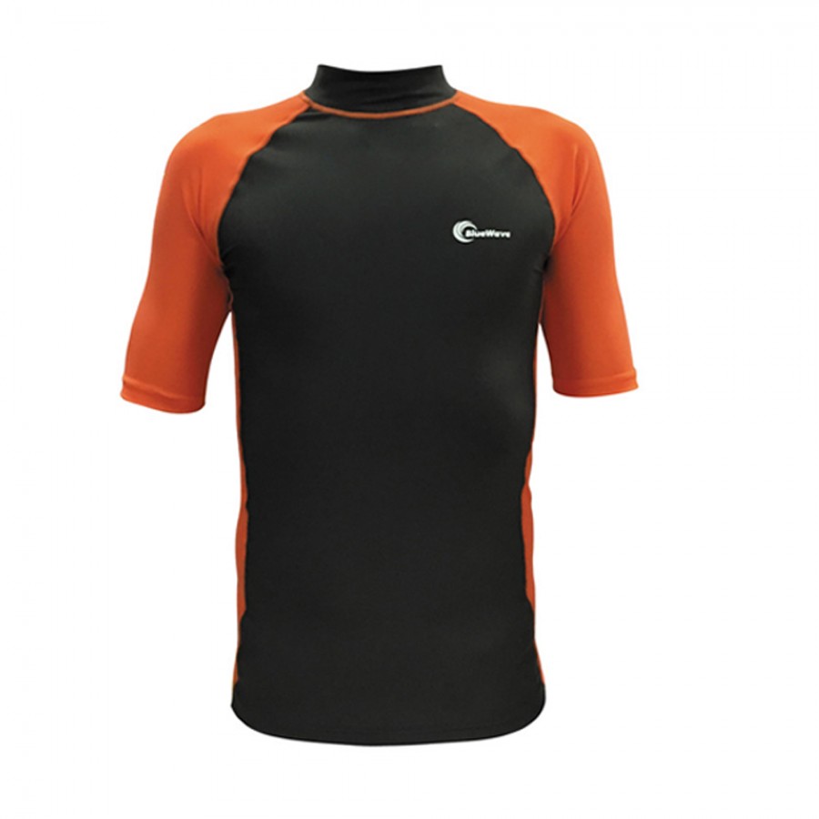 Μπλουζάκι Rash Guard Ανδρικό Κοντομάνικο BlueWave Μαύρο/Πορτοκαλί