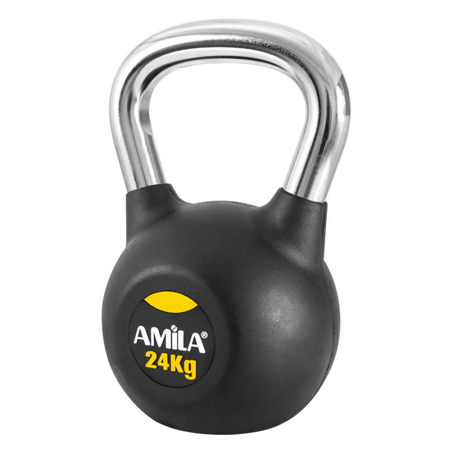 Kettlebell με επένδυση Λάστιχου και Λαβή Χρωμίου 24kg Amila 44573