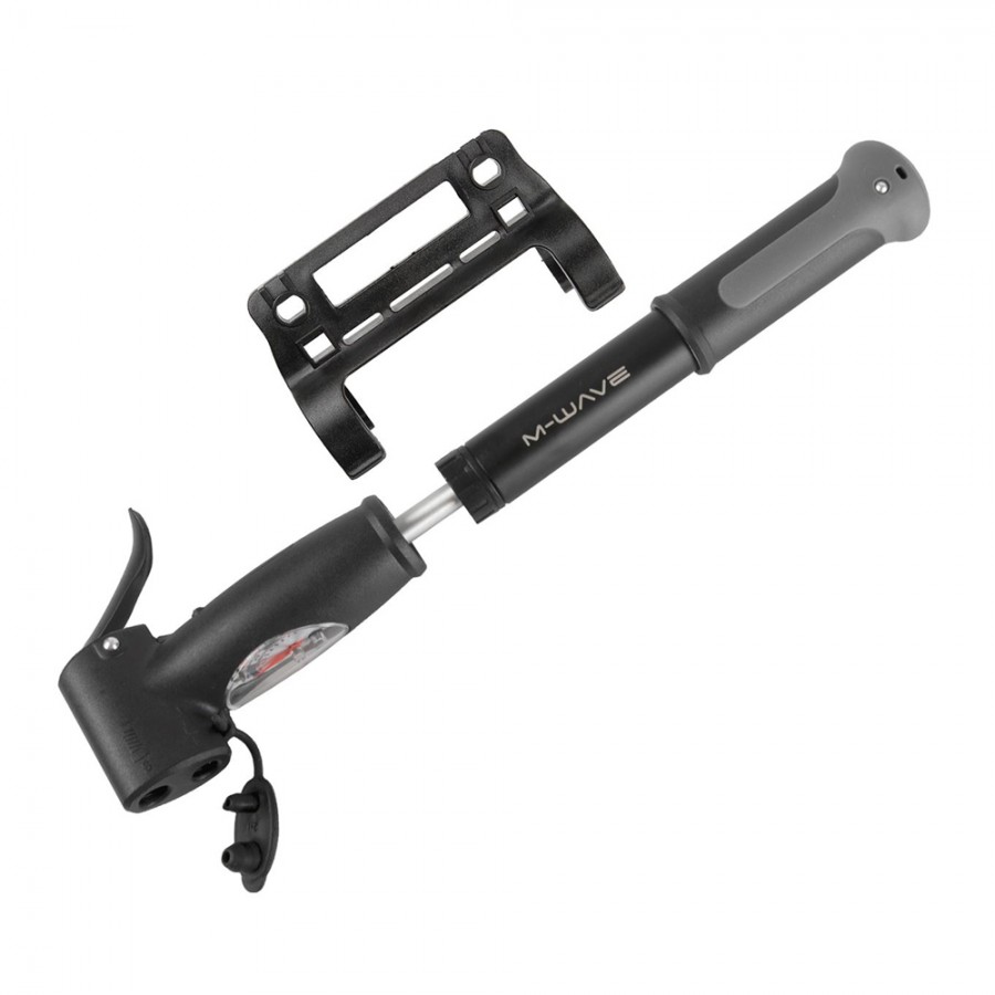 Τρόμπα Ποδηλάτου M-Wave Διπλή Βαλβίδα Με Κλείστρο και Μανόμετρο 470337