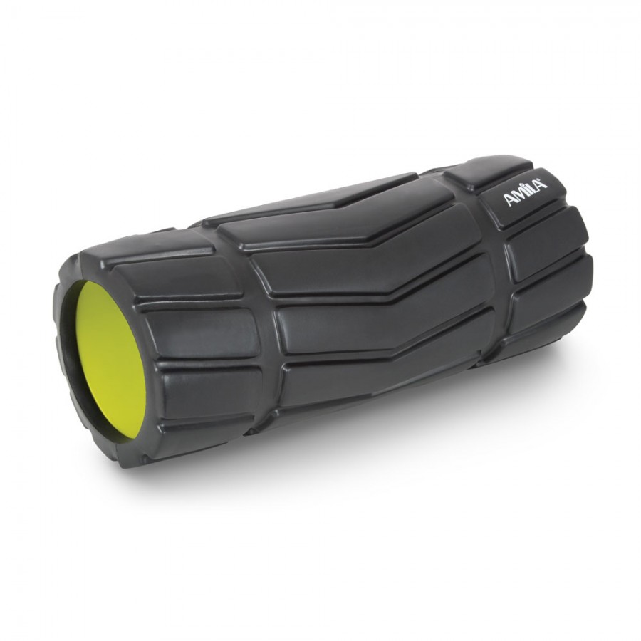 Foam Roller Arrow Φ14x33cm Μαύρο Λάιμ Amila 96828