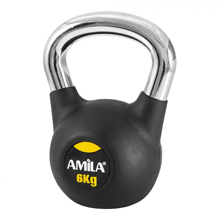 Kettlebell με επένδυση Λάστιχου και Λαβή Χρωμίου 6kg Amila 44571