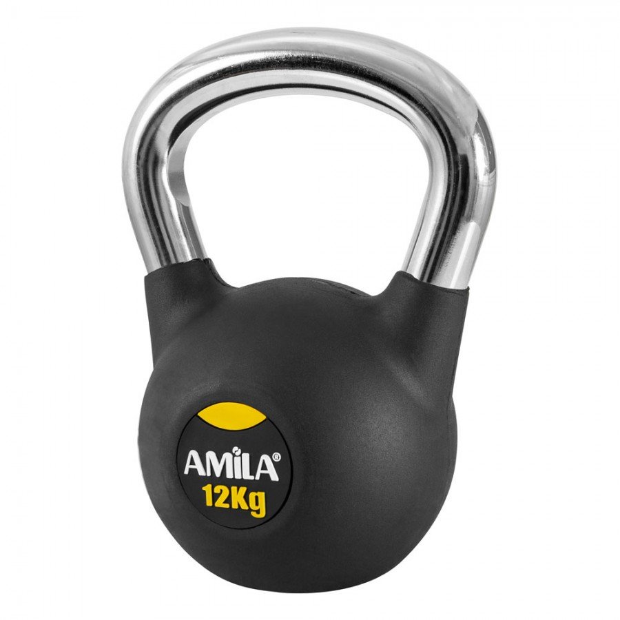 Kettlebell με επένδυση Λάστιχου και Λαβή Χρωμίου 12kg Amila 44497
