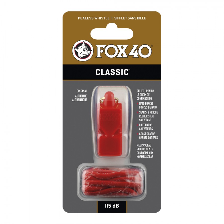 Σφυρίχτρα FOX40 Classic Safety Κόκκινη με Κορδόνι