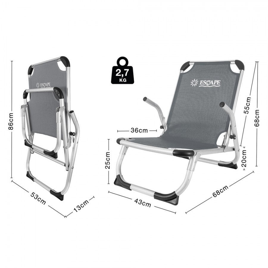 Καρεκλάκι Παραλίας Escape High Γκρι 15681