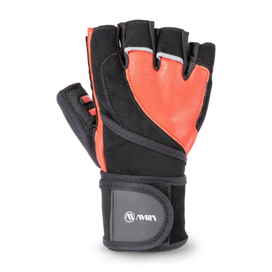 Γάντια Άρσης Βαρών Amila Δέρμα Amara Κόκκινο Μαύρο L 41611