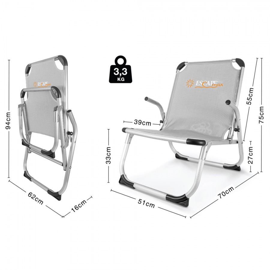 Καρεκλάκι Παραλίας Escape Max Άσπρο Γκρι 