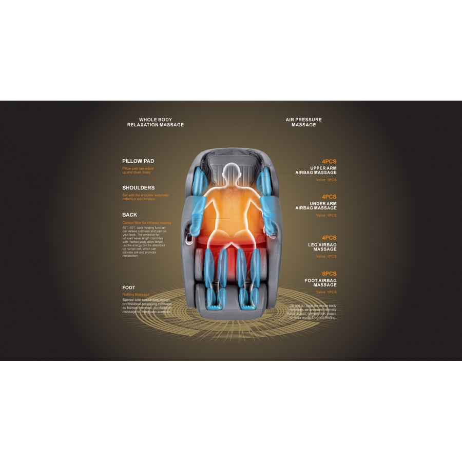 Πολυθρόνα μασάζ Life Care by i-Rest SL-A307-8 Mαύρη Μ-839BL