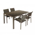 Τραπέζι Αλουμινίου Με Μαύρο Τζάμι Unigreen Milano 19631