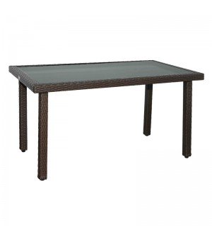 Τραπέζι Rattan Αλουμινίου 150x90cm Με Κρύσταλλο 184-9052